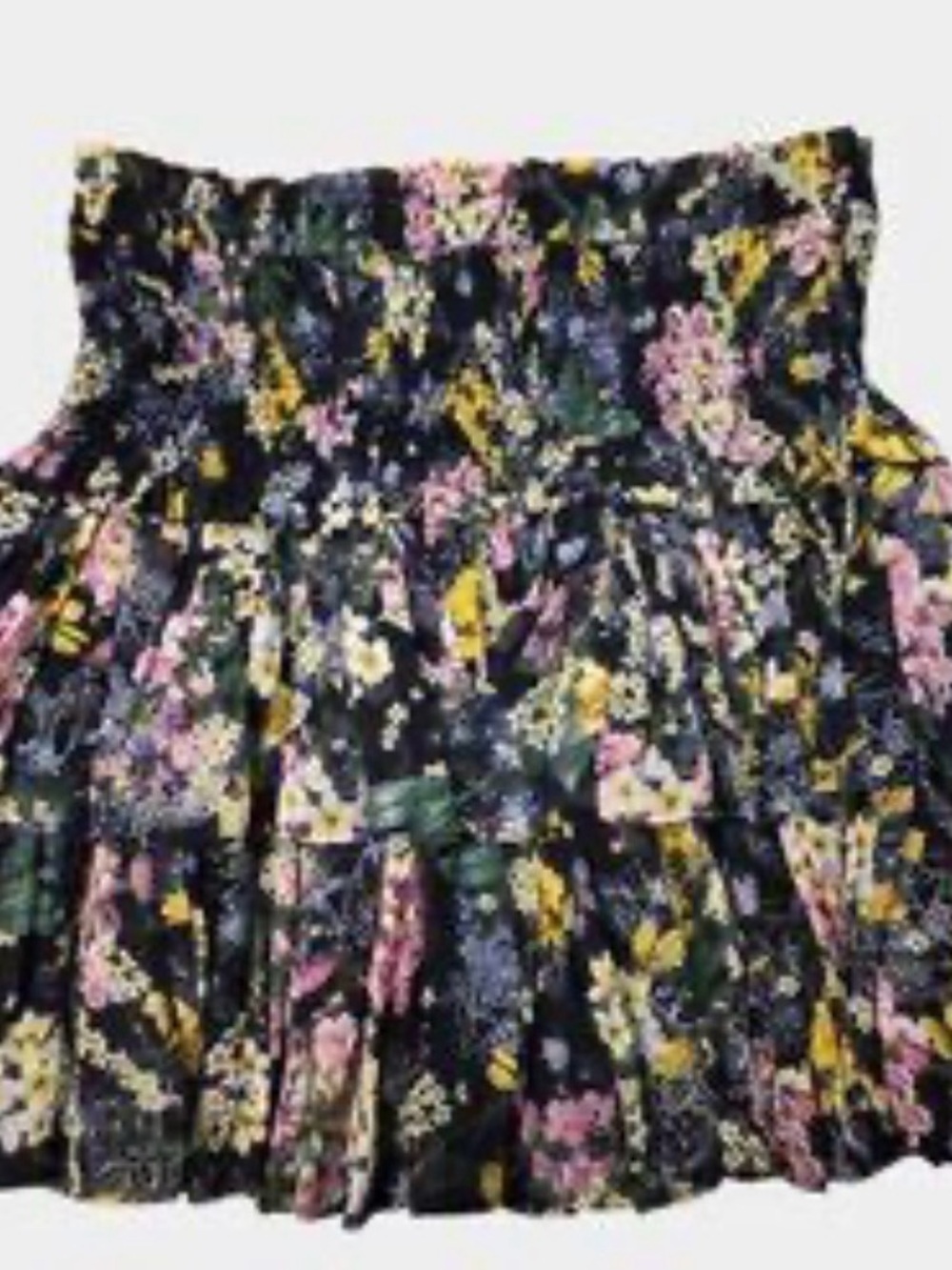 The Reset Black Floral Smocked Pleated Skirt